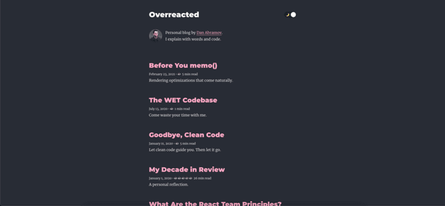 Screenshot of https://overreacted.io