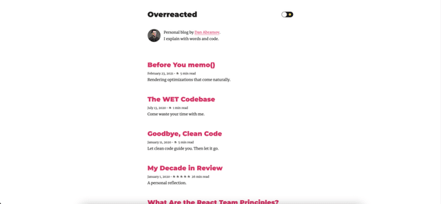 Screenshot of https://overreacted.io