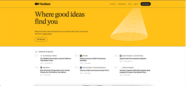Screenshot of https://medium.com